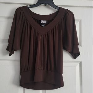 Brown Banded Waist Top
